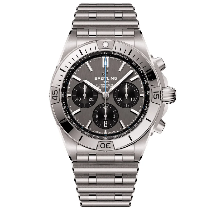 Women's Chronograph Watches for Mountain Climbing-Breitling Chronomat B01 42mm Anthracite Dial Titanium Automatic Chronograph Gents Watch EB0134101M1E1