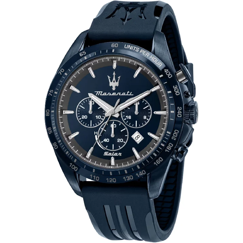 Men's Tonneau Case Design Dress Watches for Art Deco Style-Maserati Solar Blue Men's Watch R8871649001