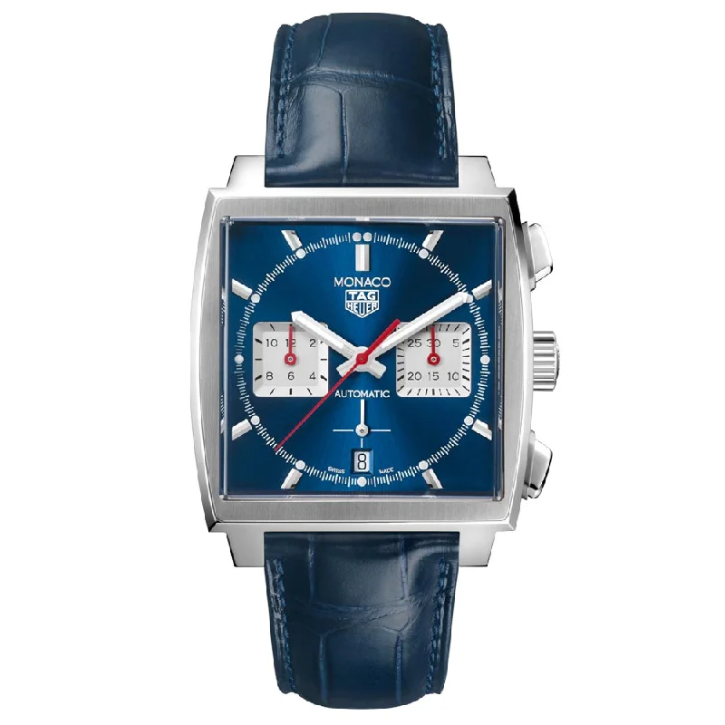 Women's Chronograph Watches for Travelers-TAG Heuer Monaco 39mm Blue Dial Automatic Chronograph Gents Watch CBL2111.FC6453