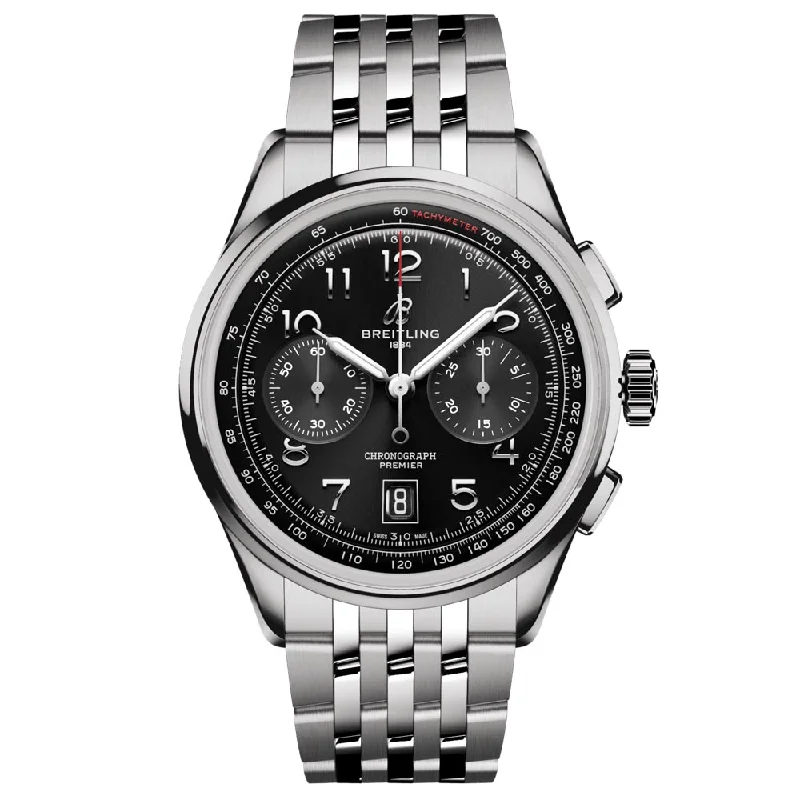 Women's Chronograph Watches for Adventure Seekers-Breitling Premier B01 Chronograph 42mm Black Dial Automatic Gents Watch AB0145221B1A1