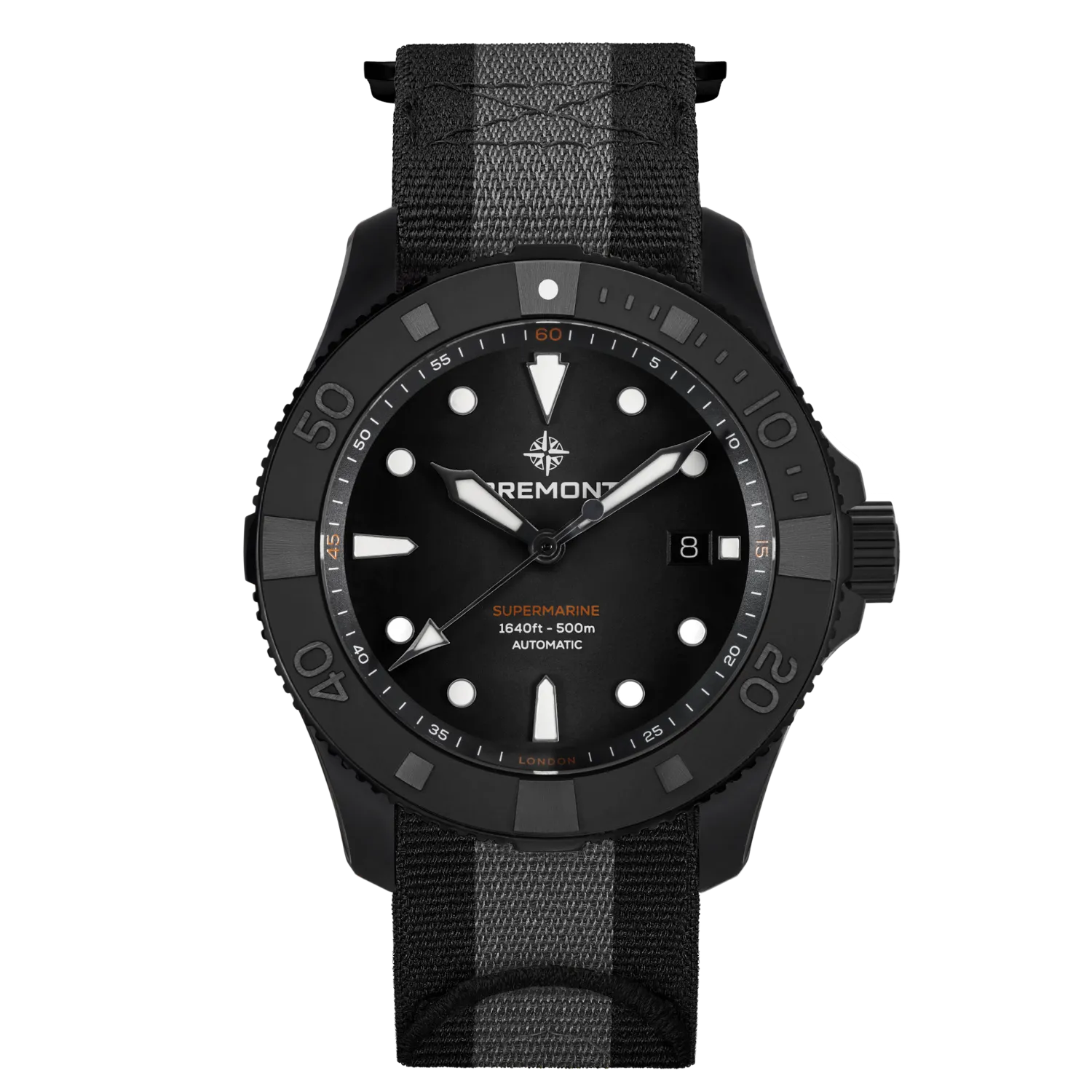 Men's Military Watches with Global Entry-Supermarine Full Ceramic, Tactical Black