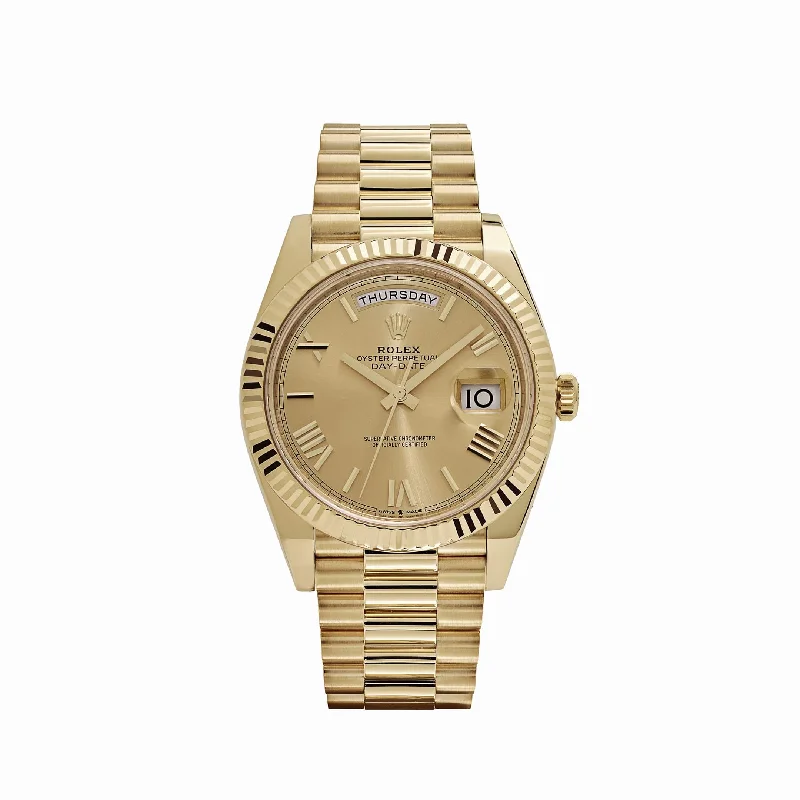men's Rolex watches with green dials -Rolex Day-Date 228238 Yellow Gold Champagne Roman Dial (2020) men's Rolex watches with green dials -Rolex Day-Date 228238 Yellow Gold Champagne Roman Dial (2020)