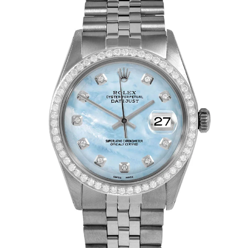 top-rated men's Rolex sports watches -​Rolex Datejust 36mm | 1601-SS-LBMOP-DIA-AM-BDS-JBL