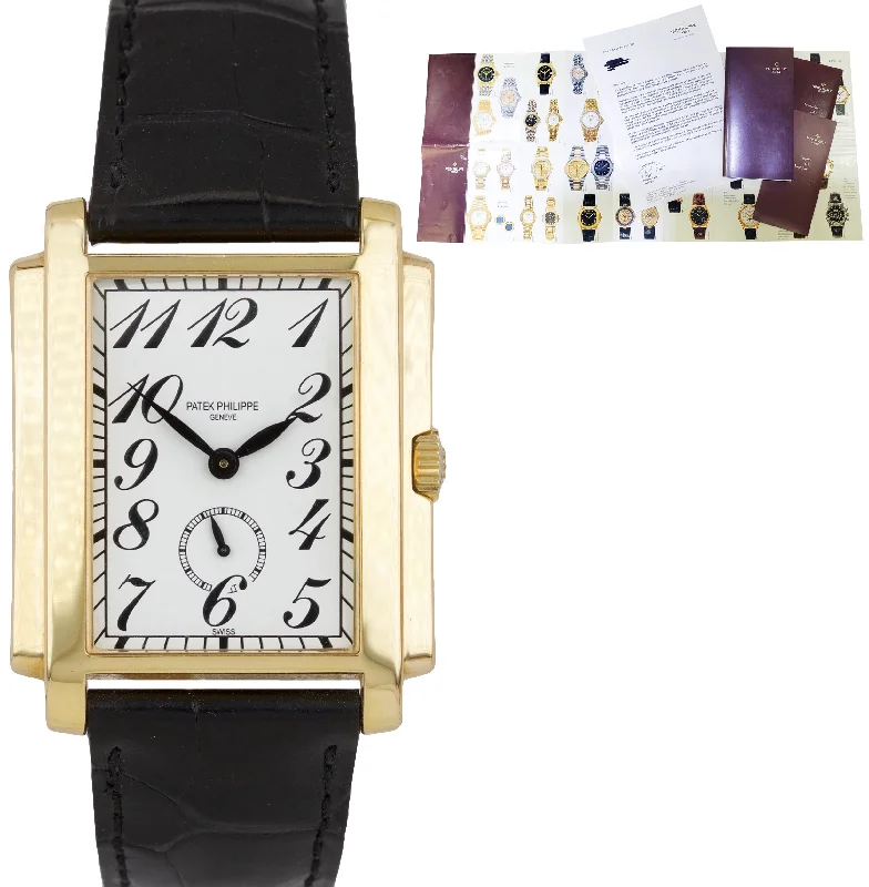 Women's Patek Philippe High-End Style Watches-MINT Patek Philippe Gondolo Arabic 18K Yellow Gold Leather Manual Watch 5024-J