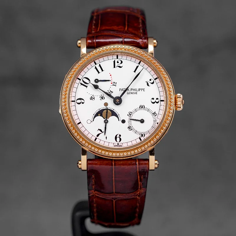 Men's Patek Philippe Watches for Adventure Seekers-COMPLICATIONS 5015R ROSEGOLD MOONPHASE SMALL SECONDS POWER RESERVE WHITE DIAL (WATCH ONLY)