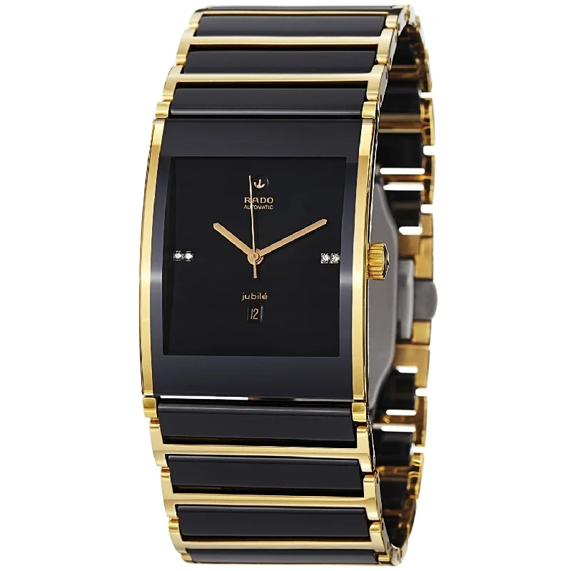 Men's Chronograph Watches for Retro Charm-Rado Men's R20847702 Integral Diamond Automatic Two-Tone Stainless steel and Ceramic Watch