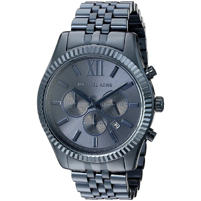 Men's Chronograph Watches for Military Personnel-Michael Kors Men's MK8480 Lexington Chronograph Blue Stainless Steel Watch