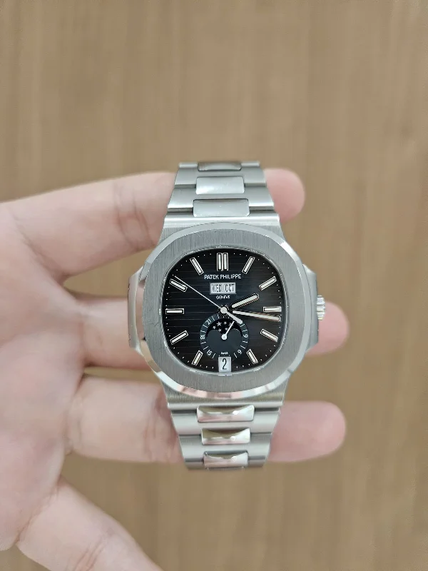 Men's Patek Philippe Watches for Everyday Wear-NAUTILUS 5726/1A ANNUAL CALENDAR MOONPHASE BLUE DIAL (2021)