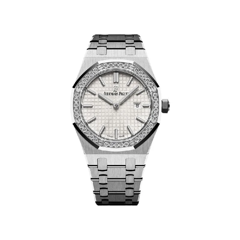Men's Audemars Piguet Oval Case Style Watches-Audemars Piguet Royal Oak Quartz 67651ST.ZZ.1261ST.01 'Ladies' Stainless Steel Diamond Bezel