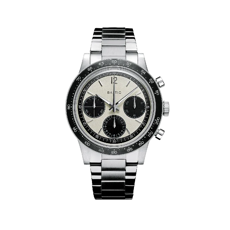 Women's Chronograph Watches for Emergency Signaling-Baltic Tricompax Panda