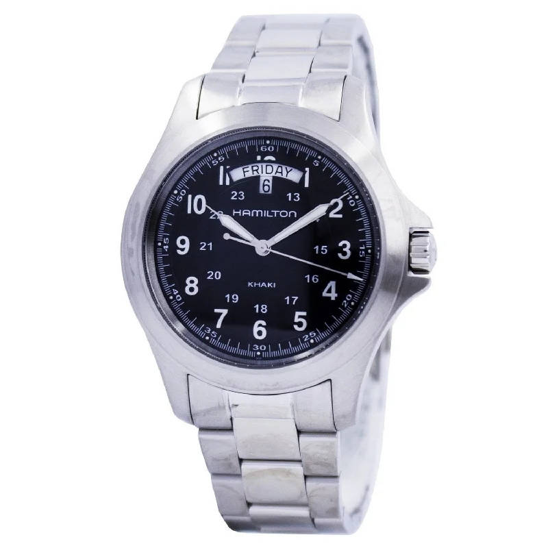 Men's Chronograph Watches for Retro Charm-Hamilton Men's H64451133 Khaki King Stainless Steel Watch