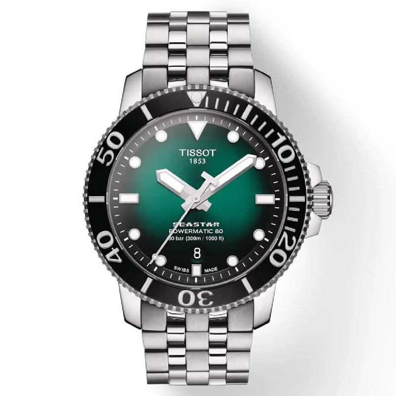 Women's Heritage Watches for Modern Aviation-Tissot T-Sport Black & Green Dial Men 43mm