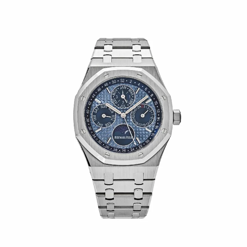 Men's Audemars Piguet Japanese Made Style Watches-Audemars Piguet Royal Oak Perpetual Calendar 26574ST.OO.1220ST.03 Stainless Steel Ice Blue Dial