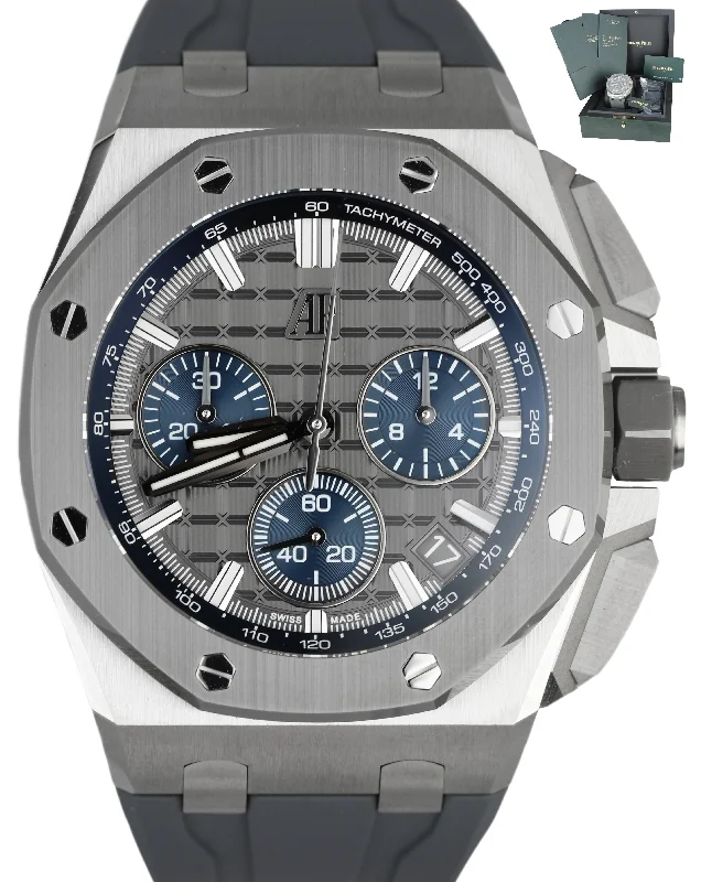 Women's Audemars Piguet Designer Design Watches-NEW NOV 2021 Audemars Piguet AP Royal Oak Offshore Blue 43mm Titanium 26420 IO