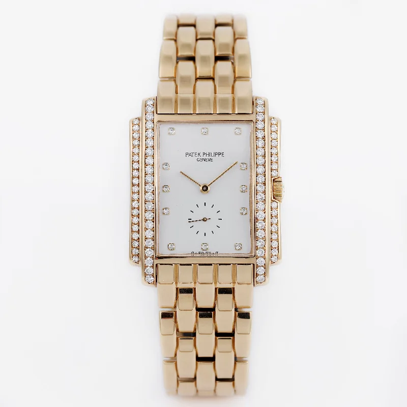 Men's Patek Philippe Watches for Special Occasions-Patek Philippe Gondolo | REF. 5025/1 | 18k Yellow Gold | Diamond Dial & Bezel | 1993 | Extract from the Archives | 30mm