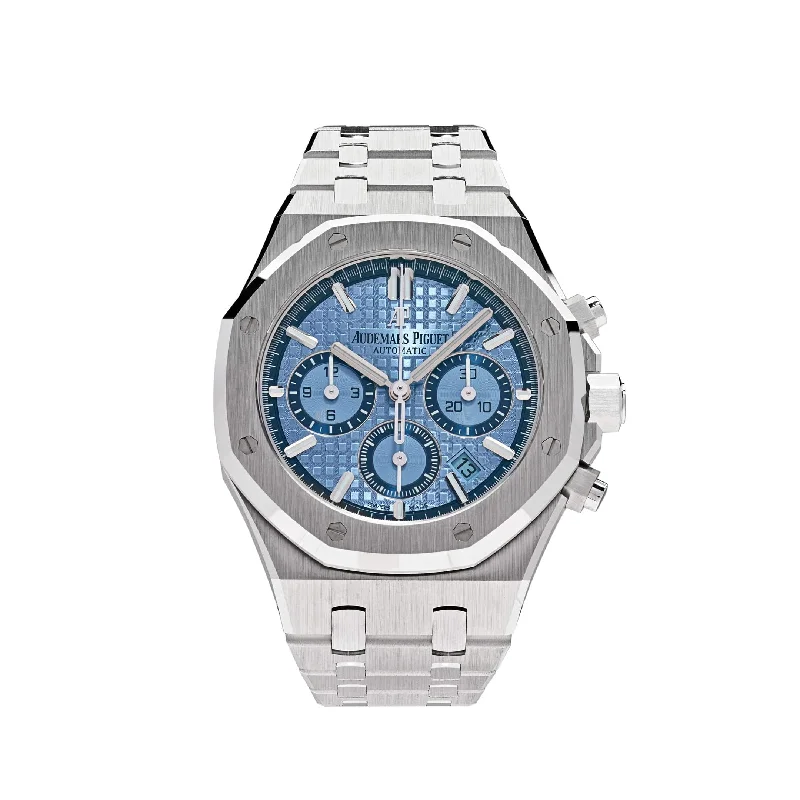 Men's Audemars Piguet Stylish Style Watches-Audemars Piguet Royal Oak 26317BC.OO.1256BC.01 Selfwinding Chronograph White Gold Light Blue Dial Limited Edition