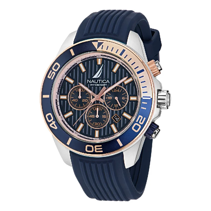 Women's Chronograph Watches with GPS Navigation-Nautica One Blue Dial Round Case Quartz Analog Men Watch