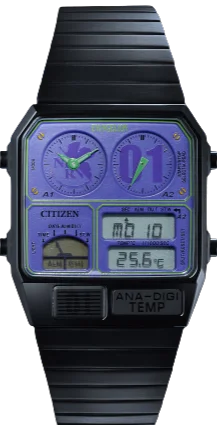 Women's Pilot Watches for High-End Collectors-Citizen Retro Analog-Digital X Evangelion Store ANA-DIGI TEMP featuring Radio EVA/EVA-01
