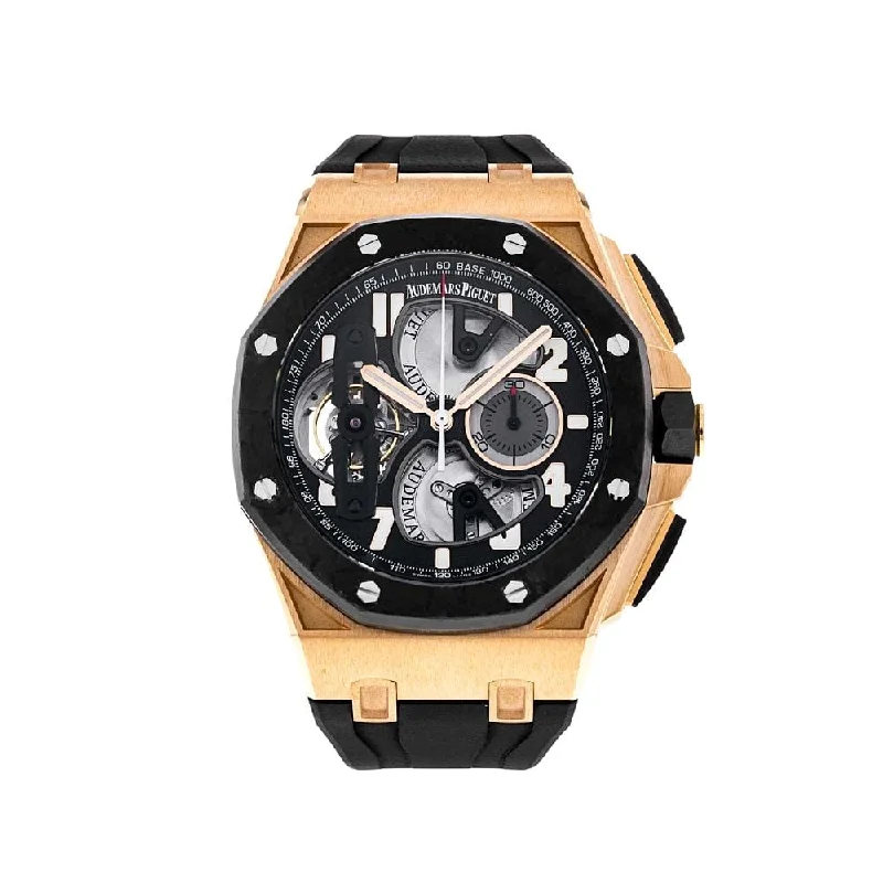 Men's Audemars Piguet Anniversary Watches-Audemars Piguet Royal Oak Offshore 26288OF.OO.D002CR.01 Chronograph 'Tourbillon' Rose Gold Black Dial