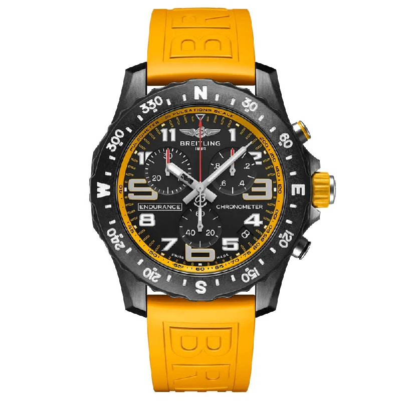 Women's Chronograph Watches with Vintage Inspiration-Breitling Endurance Pro 44mm Black Dial Breitlight Quartz Gents Watch X82310A41B1S1