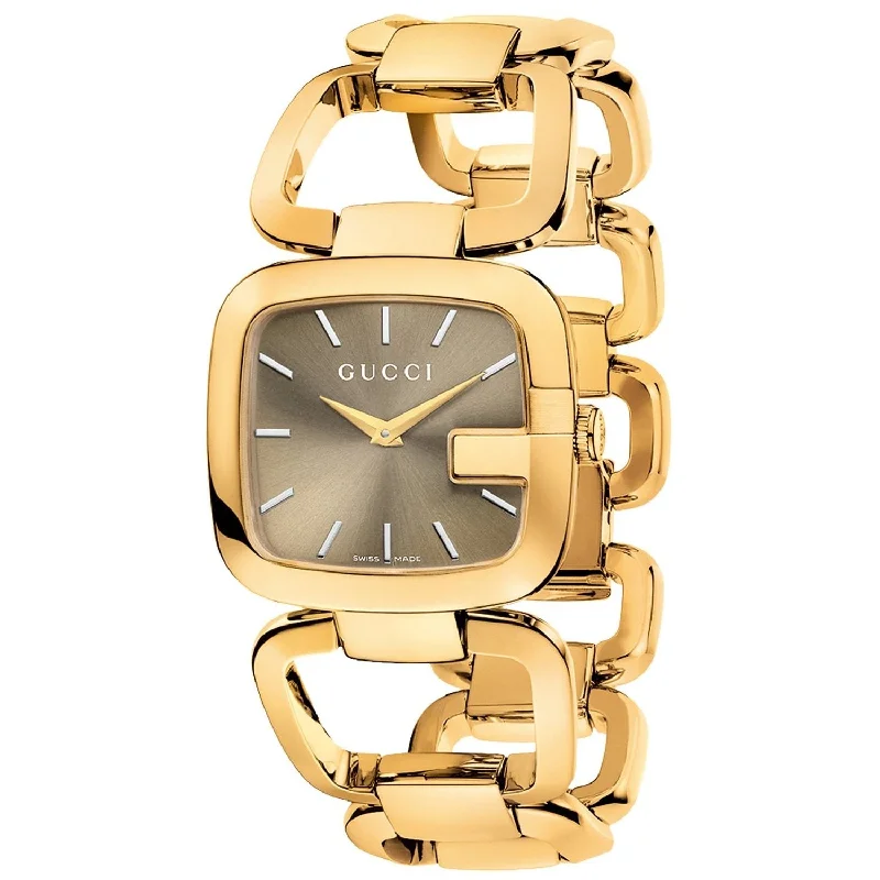 Women's Chronograph Watches for Emergency Signaling-Gucci Women's YA125408 G-Gucci Gold-Tone Stainless Steel Watch
