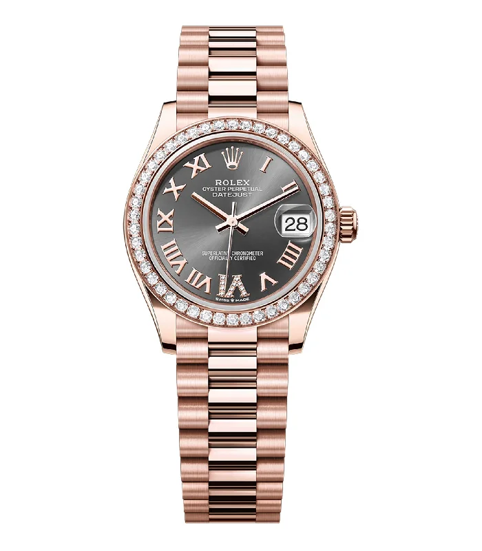 best men's Rolex watches for collectors -​31mm 18k Everose Gold President Diamond Bezel Slate Dial