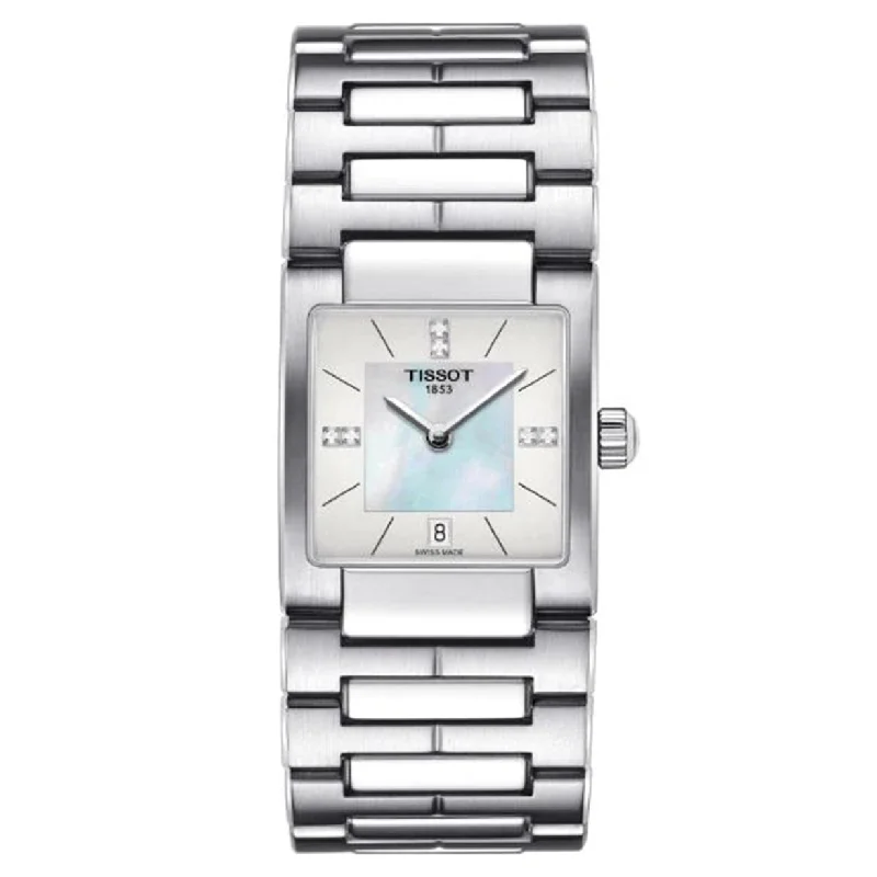 Women's Heritage Watches with Heart Rate Monitoring-Tissot T-Lady White Mother-Of-Pearl Dial Women 23mm