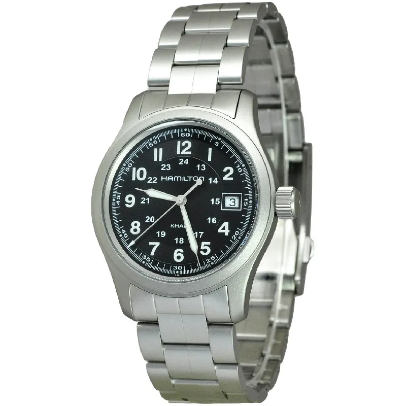 Men's Chronograph Watches for Emergency Signaling-Hamilton Men's H68411133 Khaki Field Stainless Steel Watch