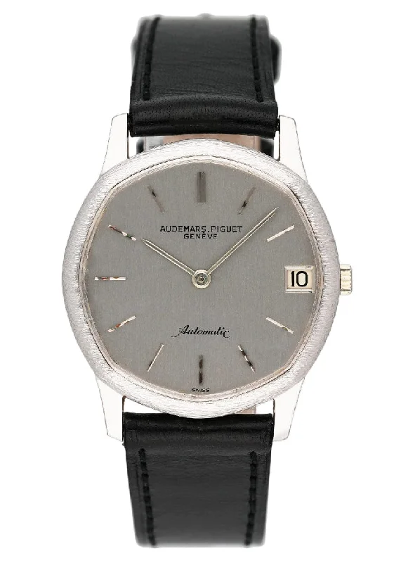 Men's Audemars Piguet American Made Style Watches-Audemars Piguet Silver Dial 18K White Gold Mens Watch
