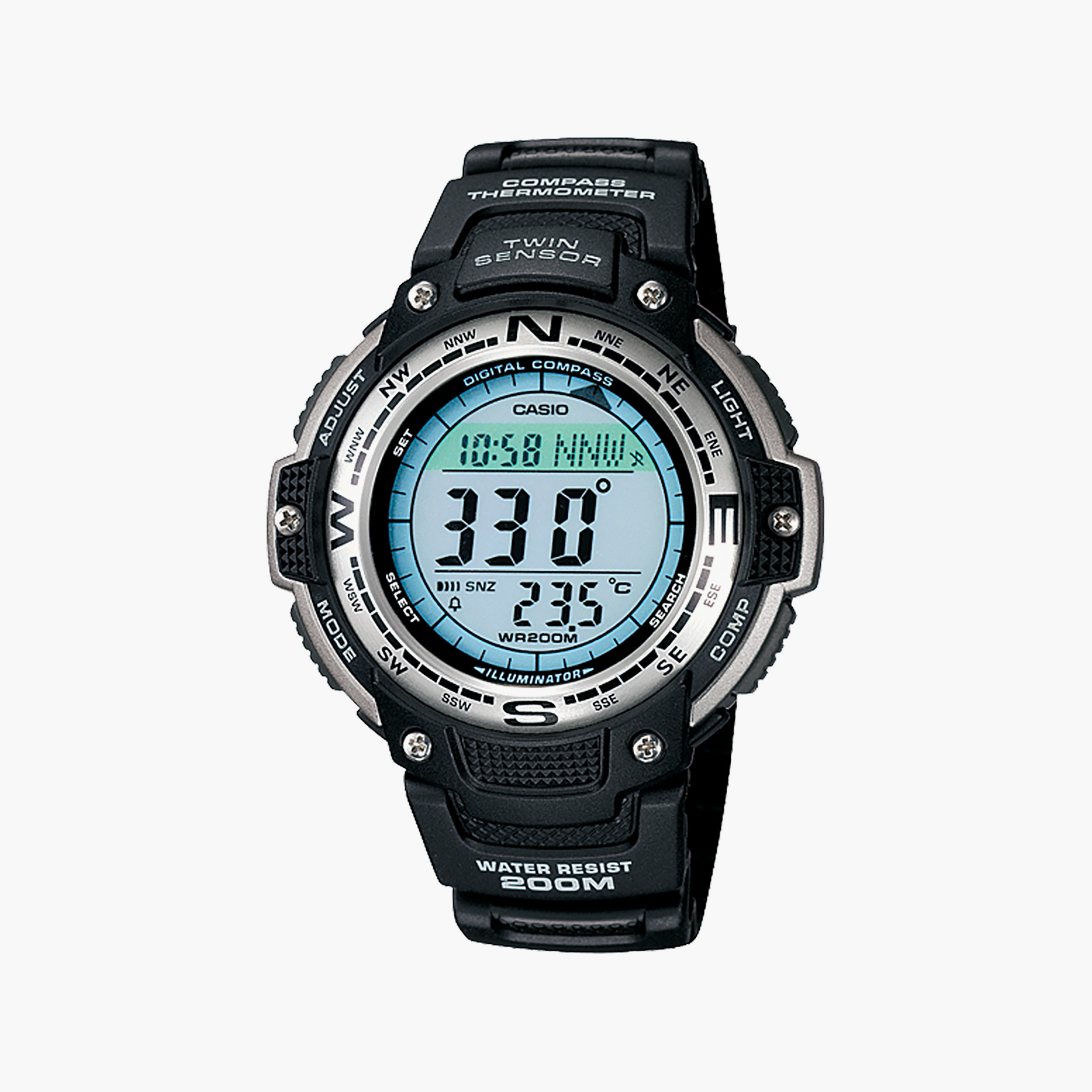 Men's Digital Watches with Special Edition-Casio Men's Black Sport Watch, Silicone Band | SGW-100-1VCF