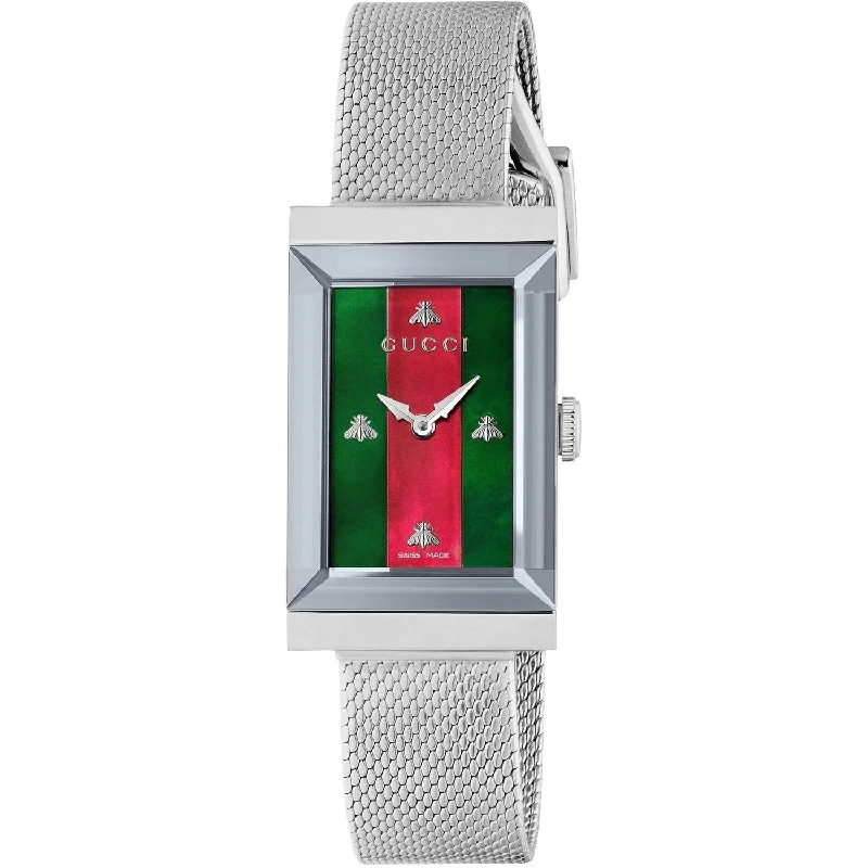 Women's Chronograph Watches with GPS Navigation-Gucci Women's YA147401 G-Frame Stainless Steel Watch