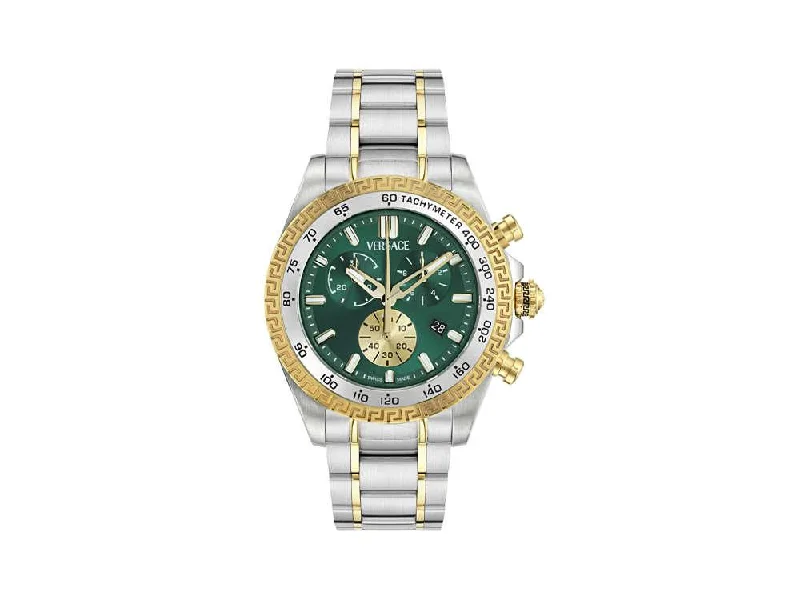 Men's Quartz Watches for Collectors-Versace Chrono X Quartz Watch, Recycled Steel, Green, 44 mm, VE9K00424