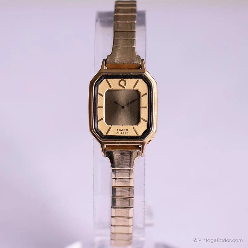 Women's Aviation Watches with High Contrast Hands-Vintage Elegant Timex Digital Watch | Ladies Rectangular Wristwatch