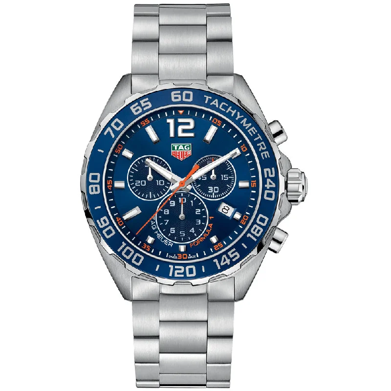 Women's Chronograph Watches with Altimeter Calibration-TAG Heuer Formula 1 43mm Blue Dial Quartz Chronograph Gents Watch CAZ1014.BA0842