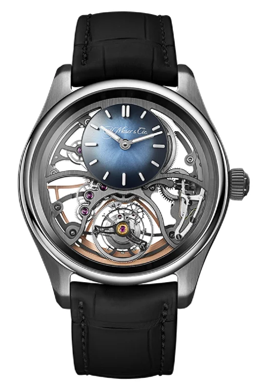 Men's New Year's Eve Design Dress Watches for Countdown Parties-H. Moser & Cie Pioneer Cylindrical Tourbillon Skeleton 3811-1200