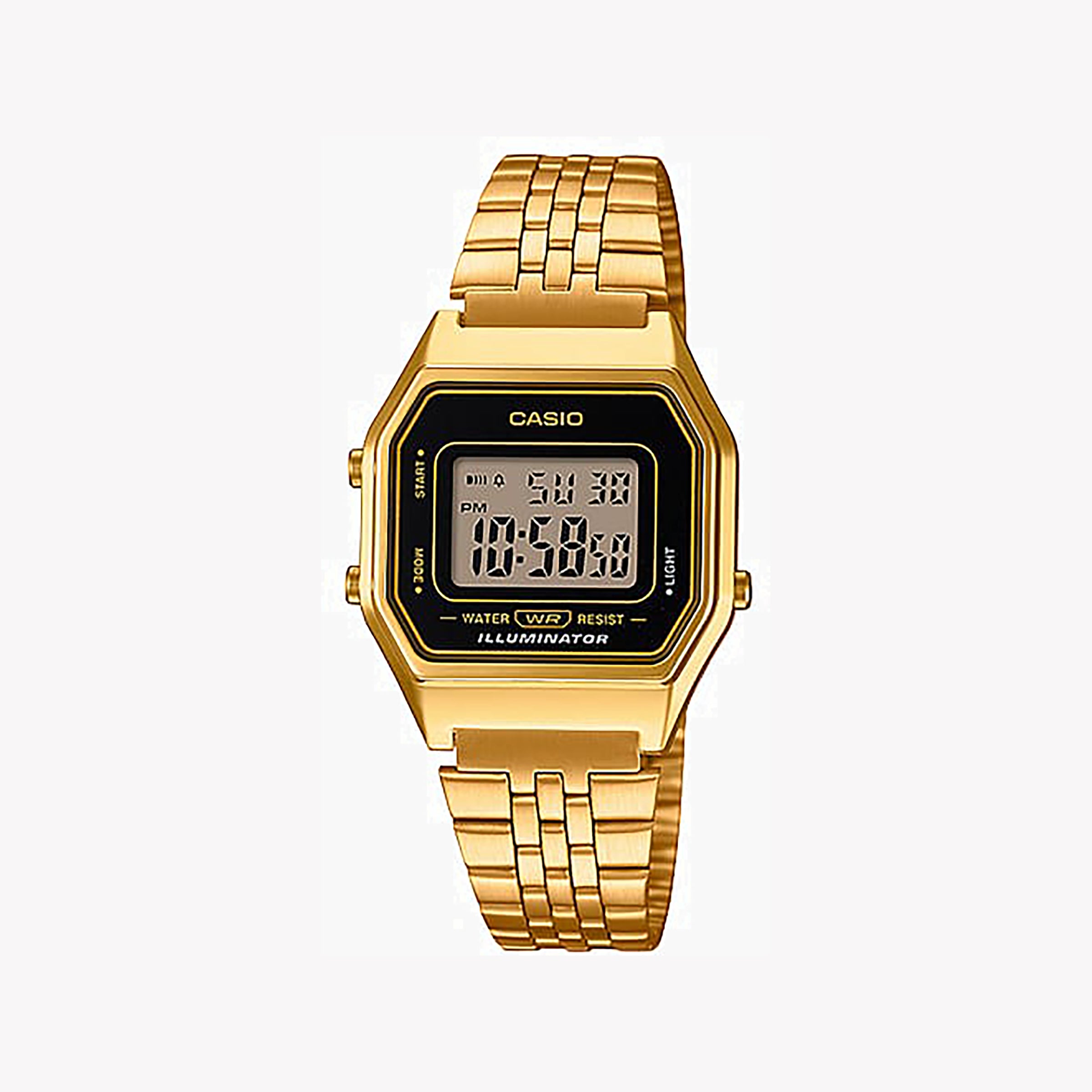 Men's Digital Watches for Workouts-Casio Unisex Gold Resin Watch, Gold Stainless Steel Band | LA680WGA-1DF