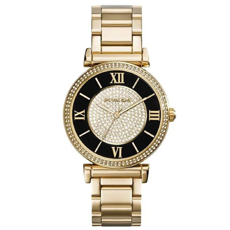 Women's Chronograph Watches for Modern Aviation-Michael Kors Women's MK3338 Caitlin Crystal Gold-Tone Stainless Steel Watch