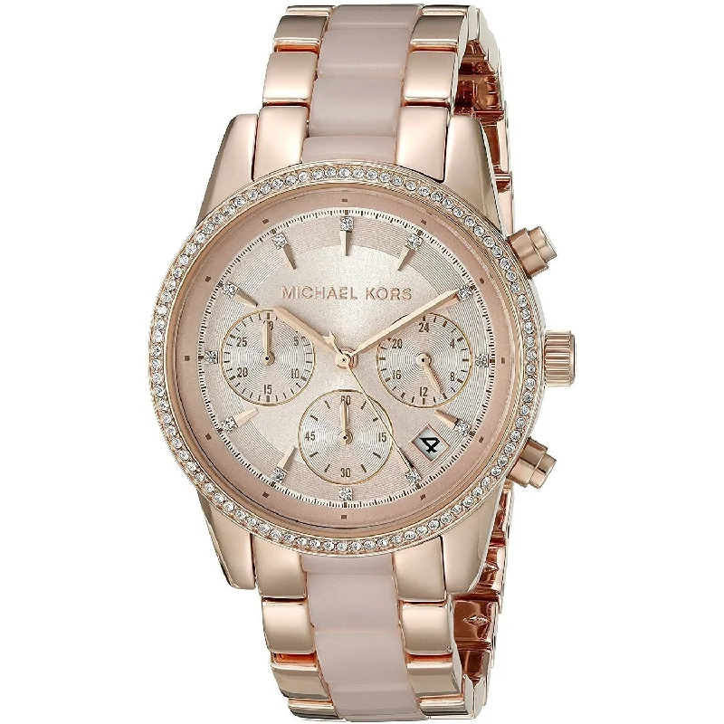 Women's Chronograph Watches for Mountain Climbing-Michael Kors Women's MK6307 Ritz Chronograph Crystal Two-Tone Stainless steel and Acetate Watch