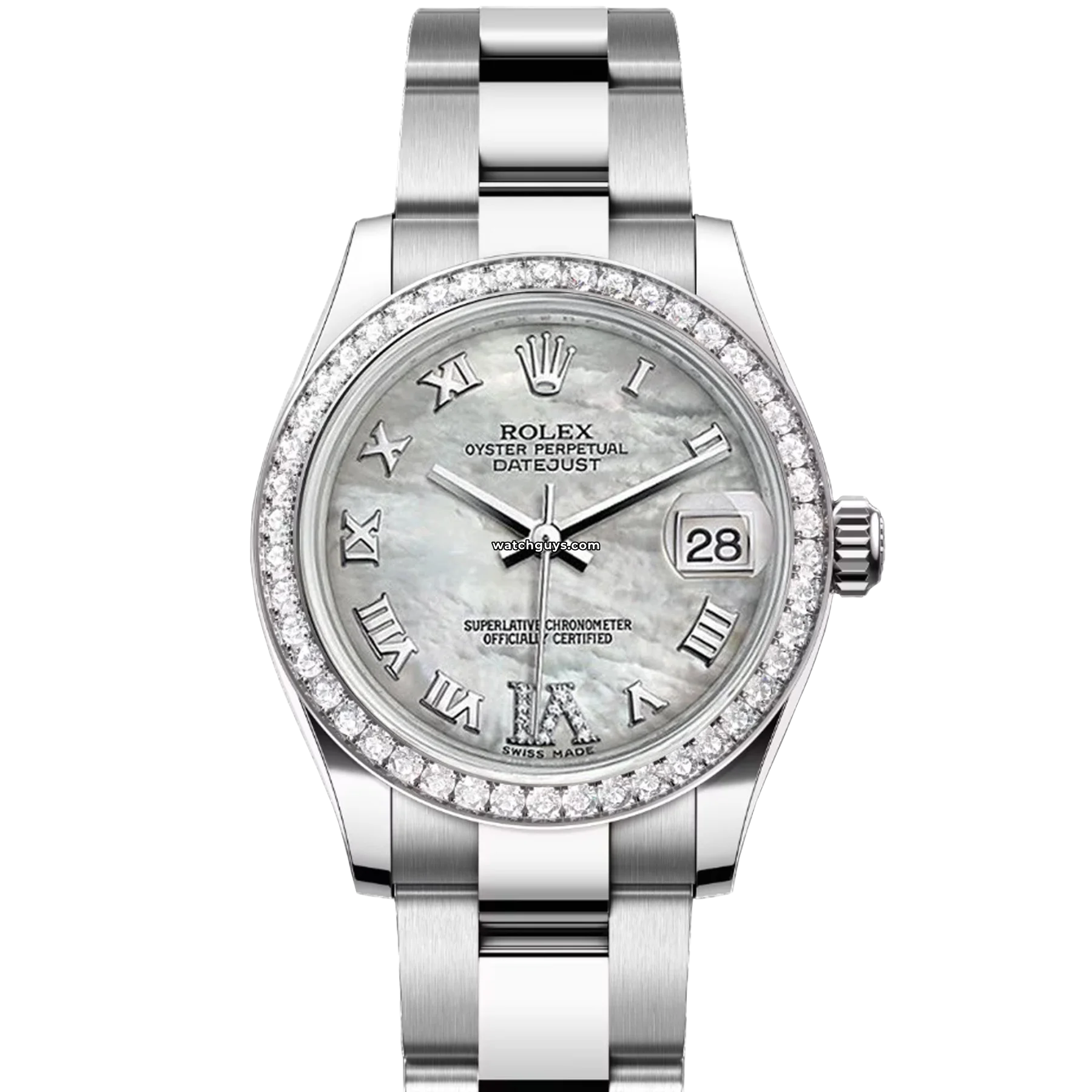 Women's Rolex Designer Design Watches-Rolex Datejust 178384 Mother of Pearl Roman Oyster