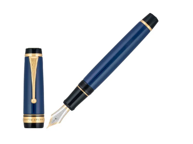 Men's Pilot Watches with Quartz Movement Precision-Pilot Custom Urushi Prussian Blue Fountain Pen, Gold trim,NPUA