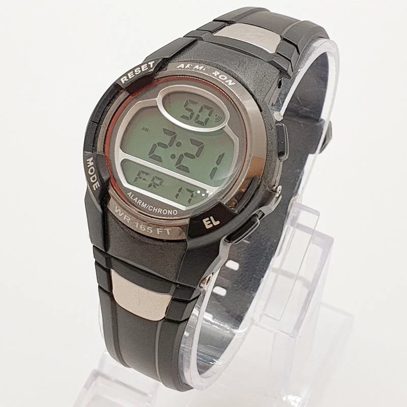 Women's Pilot Watches with Luxury Materials-Vintage Black Armitron Watch for Her | Digital Alarm Chronograph Watch
