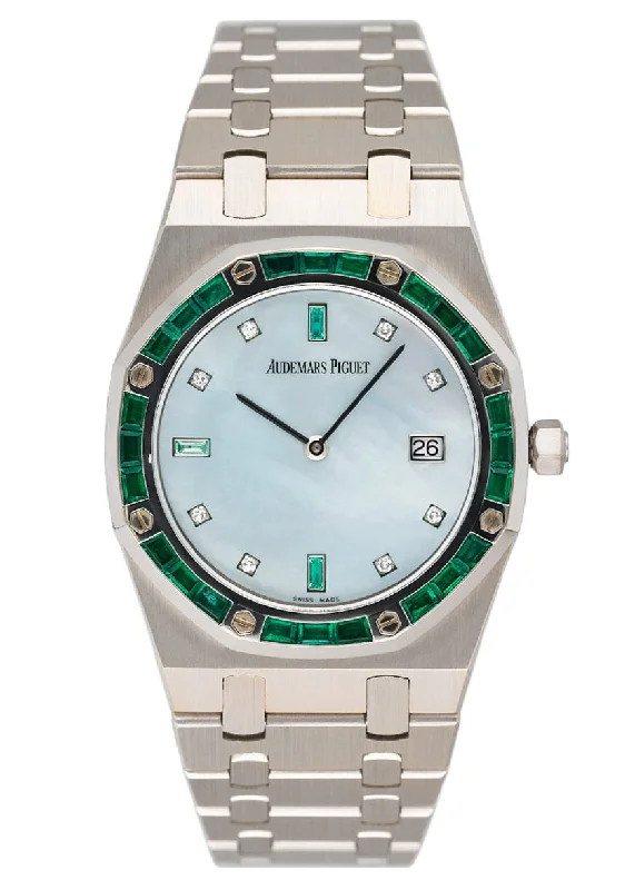 Men's Audemars Piguet Local Brand Watches-Audemars Piguet Royal Oak 56602BC Diamond Emerald MOP Ladies Watch Box Papers