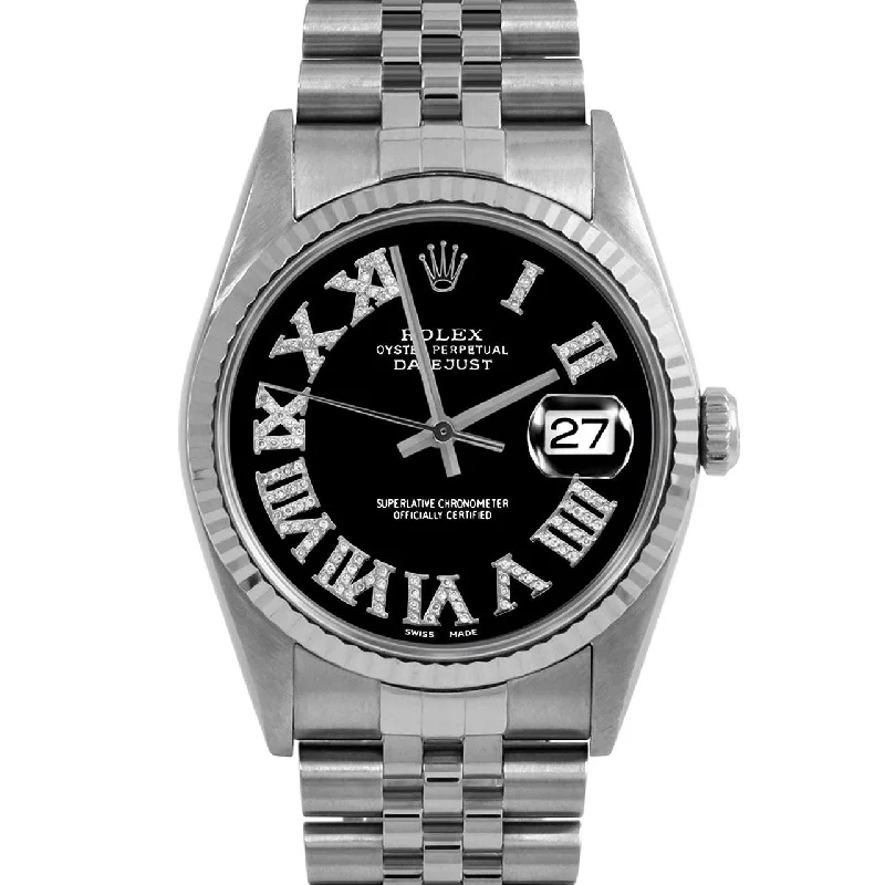 men's Rolex watches with retrograde display -​Rolex Datejust 36mm | 16234-BLK-FDR-FLT-JBL