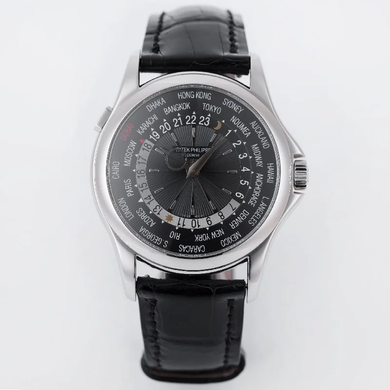 Men's Patek Philippe Watches with Radio Frequency-Unworn Patek Philippe World Time | REF. 5130P-014 | Dubai Edition | Platinum