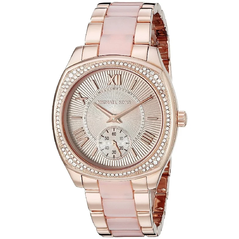 Women's Chronograph Watches for Sports Enthusiasts-Michael Kors Women's MK6135 Crystal Rose-Tone Stainless Steel Watch