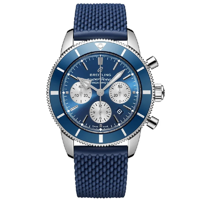 Women's Chronograph Watches for High-End Collectors-Breitling Superocean Heritage B01 Chronograph 44mm Blue Dial Automatic Gents Watch AB0162161C1S1