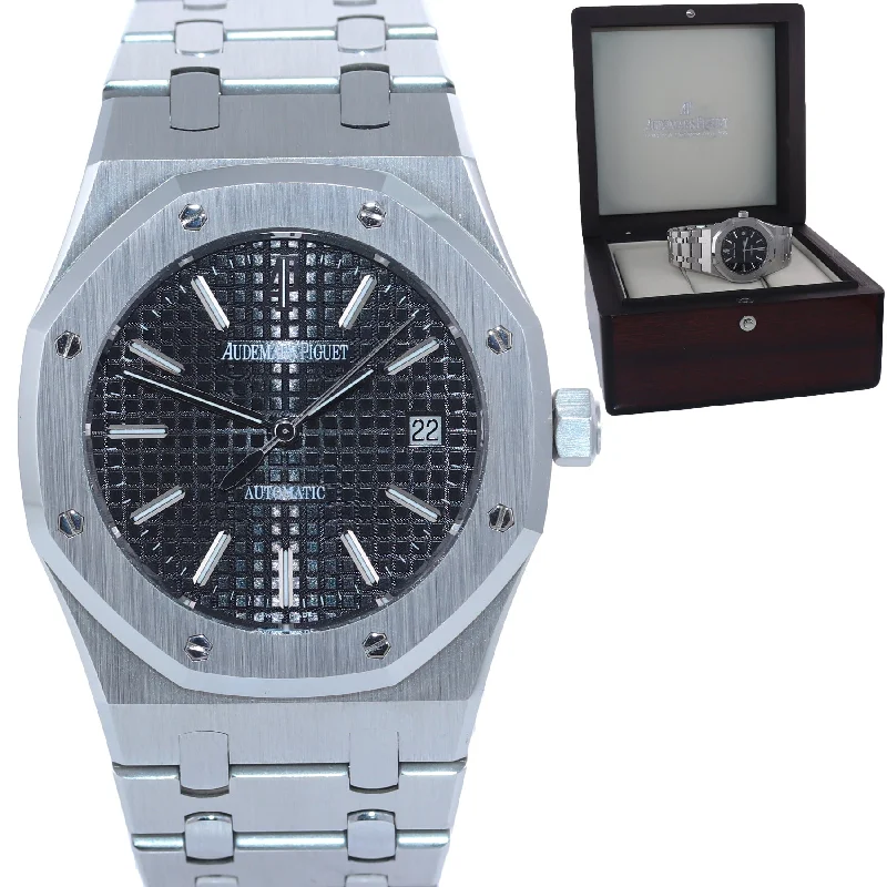 Audemars Piguet Vintage Design Watches for Women-2022 Service Audemars Piguet Royal Oak Black 39mm Steel 15300 Date Watch Box