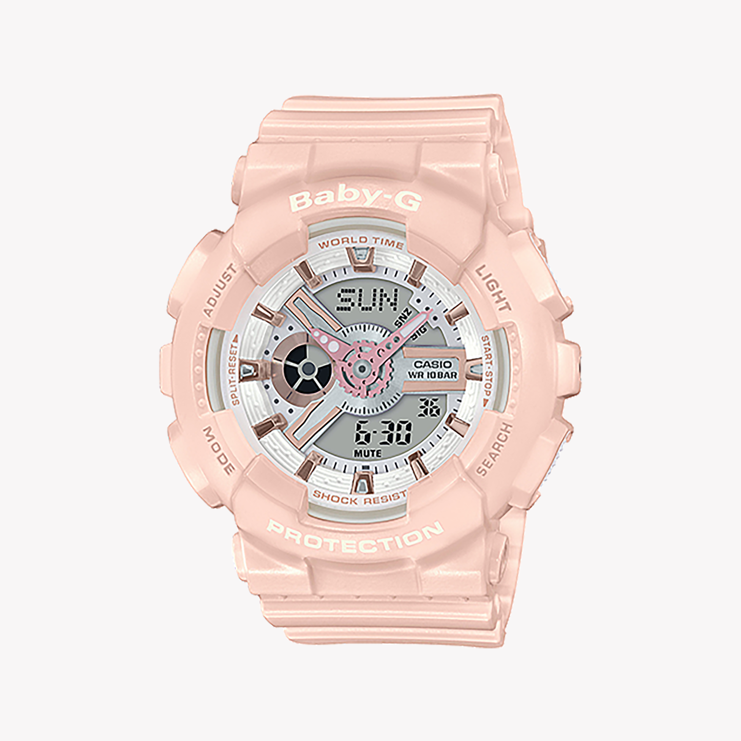 Men's Digital Watches with Backlight-BABY-G Women's Pink Resin Watch, Digital Display | BA-110RG-4ADR