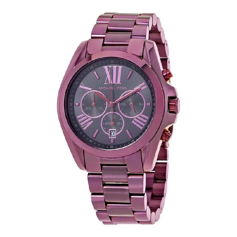 Women's Chronograph Watches for Weather Monitoring-Michael Kors Women's MK6398 Bradshaw Chronograph Purple Stainless Steel Watch
