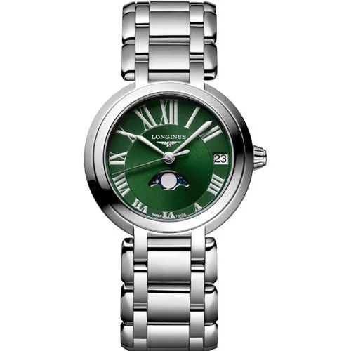 Women's Pilot Watches with Classic Design-Longines PrimaLuna Green Dial Women 30.50mm